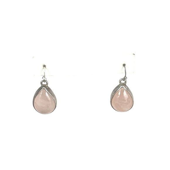 Rose Quartz Teardrop Sterling Silver Earrings Classic Gift For Her - Picture 3 of 6